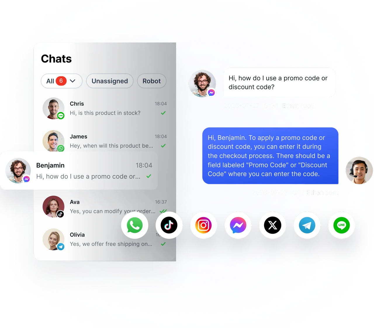 Semua channel, satu inbox — komentar dan DM tidak pernah terlewat
