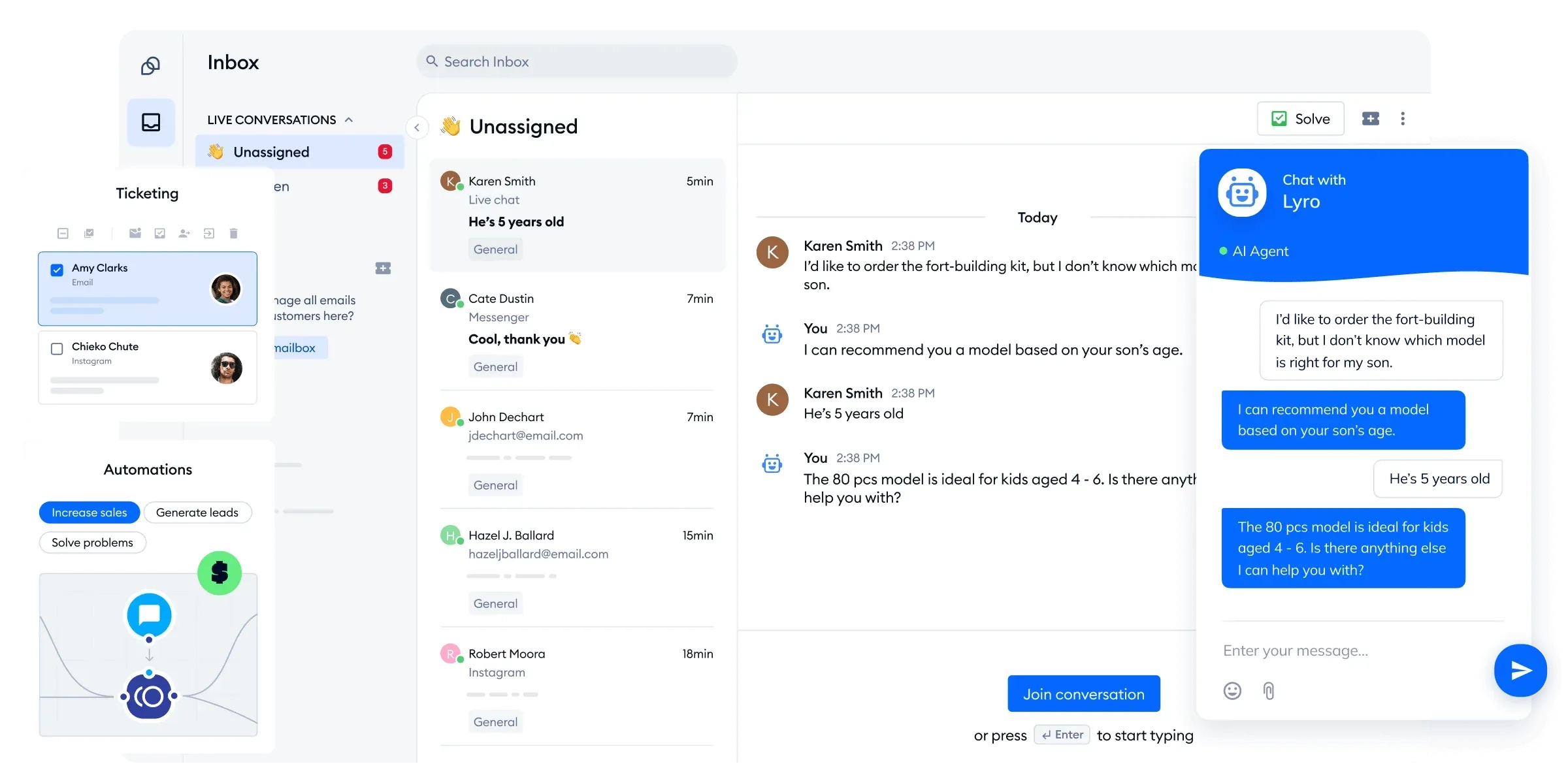 Tidio Lyro Customer Service AI Bot